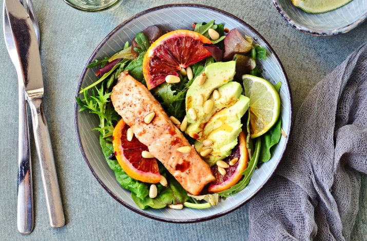 Baked Salmon and Veggie Salad